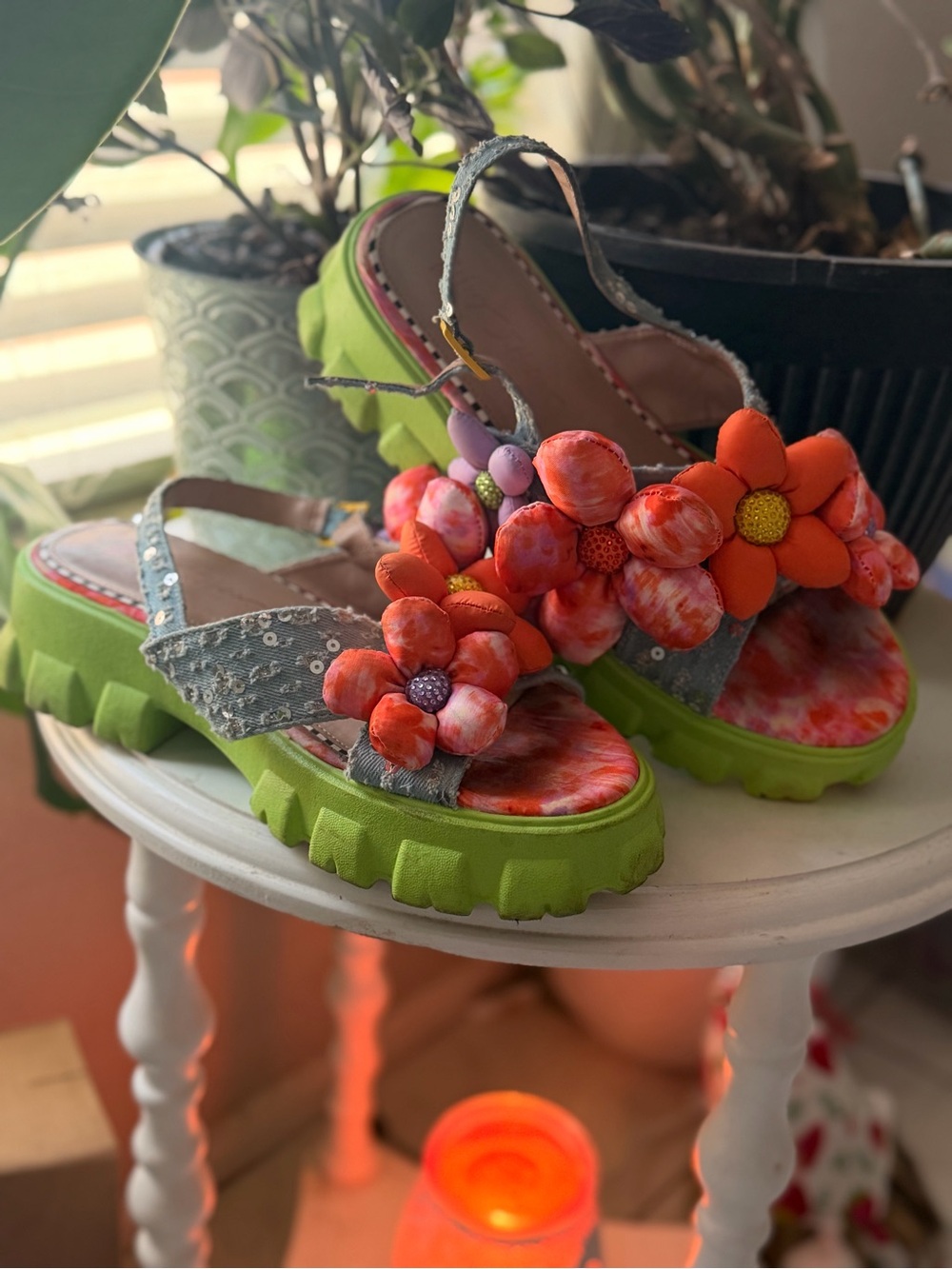Betsey Johnson Puffy Flower Sandals